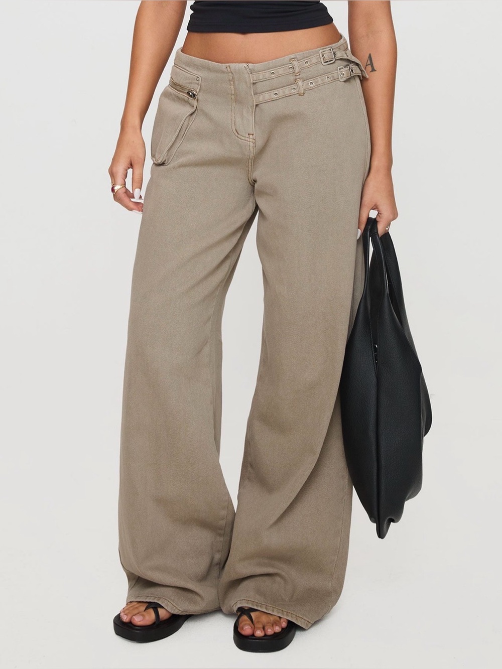 Princess Polly Paltrow Mid Rise Wide Leg Cargo Jeans
